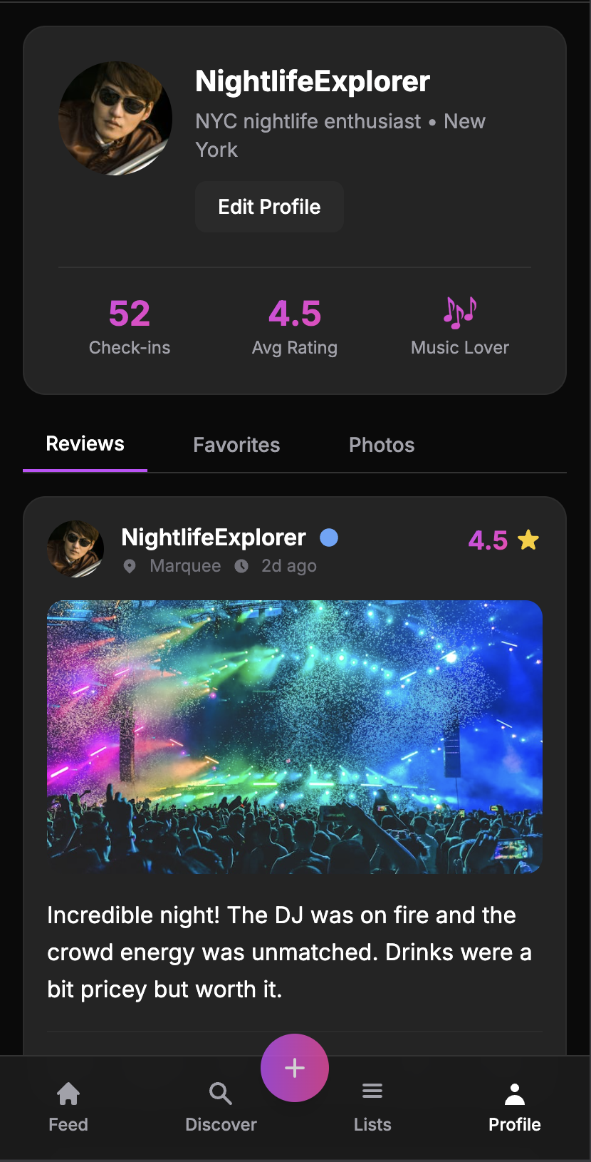 Social Profile Interface